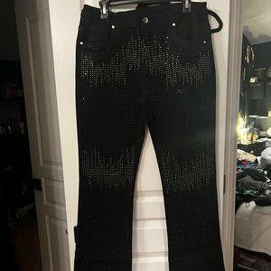 XL rhinestone jeans by flamingo 12/14